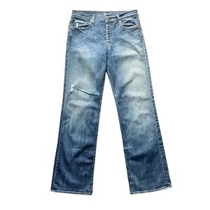 7 For All Mankind Relaxed Distressed Denim Button Straight Leg Jean Size 33